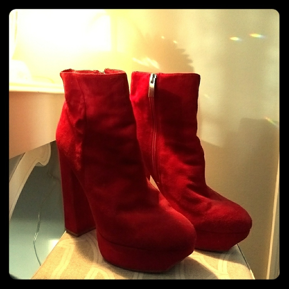Dolce Vita Red Platform Suede Boots